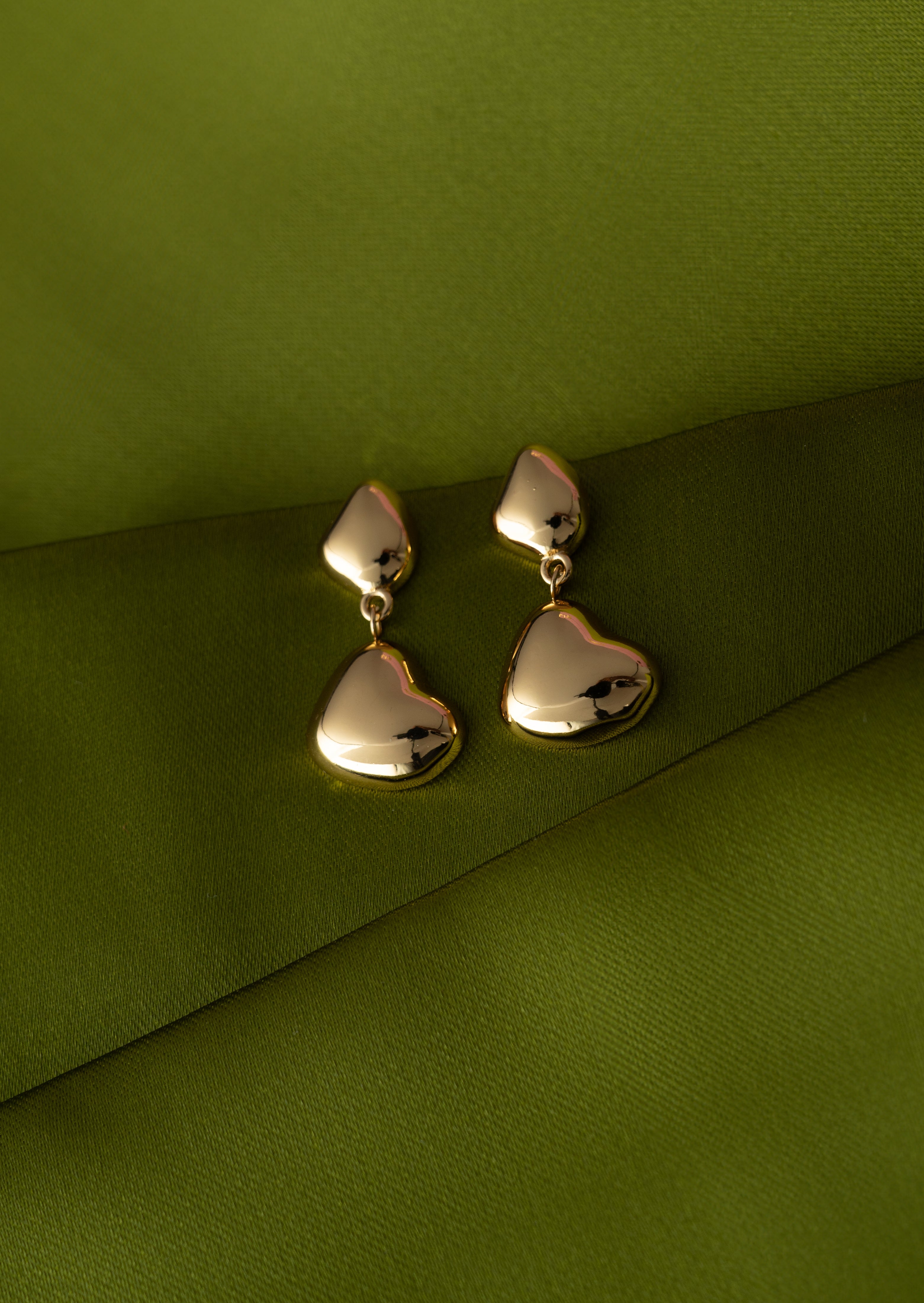 Tilted Heart Drop Studs