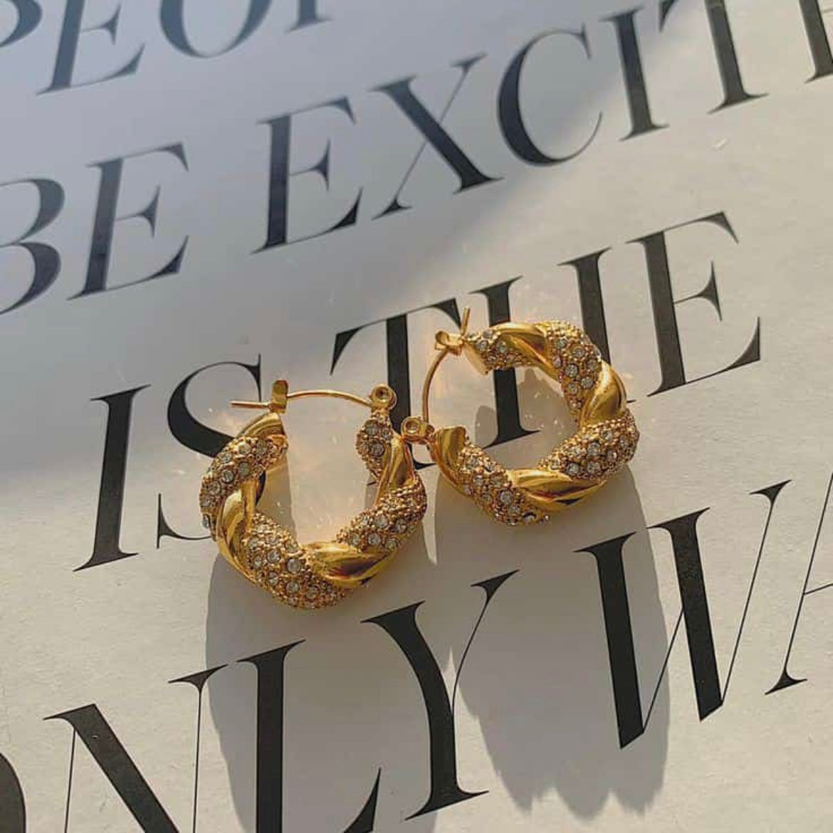 Twisted Hoops with Stone