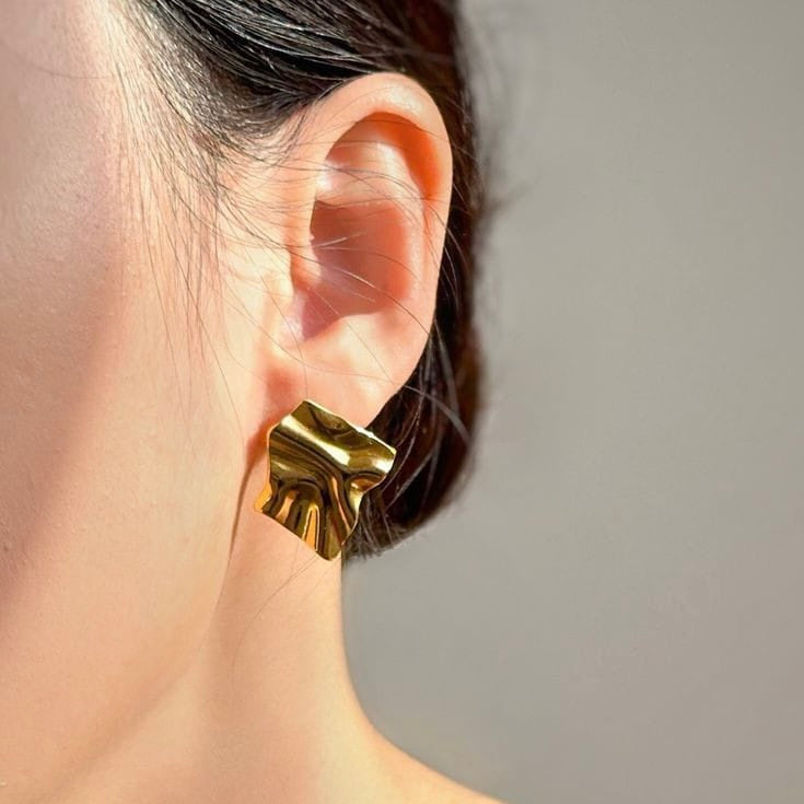 Golden Crumpled Earrings