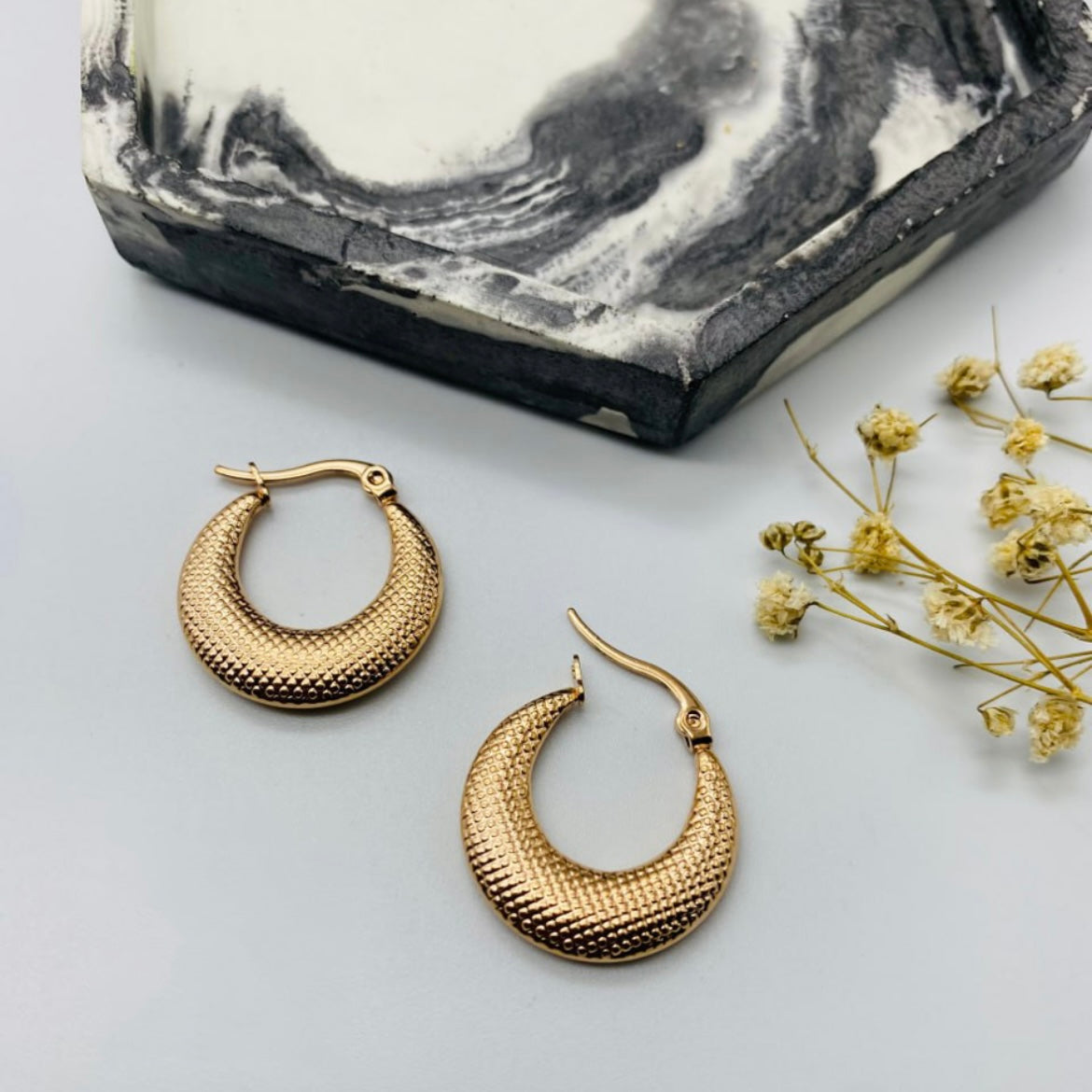 Crescent Moon Copper Color Hoops