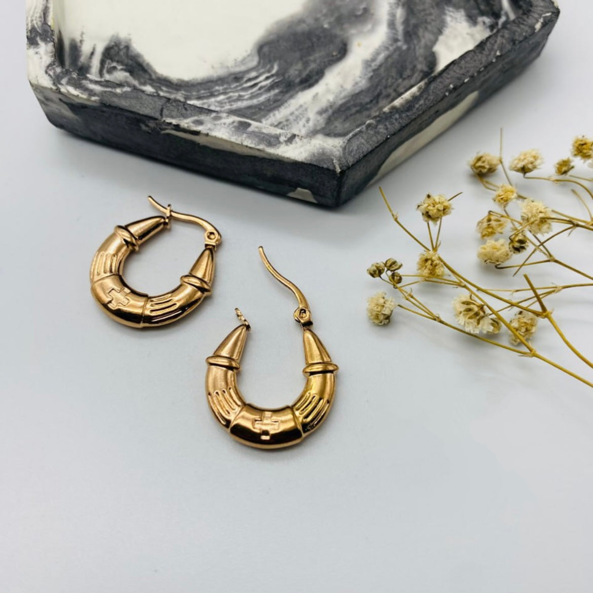 Korean Style Rose Gold Hoops