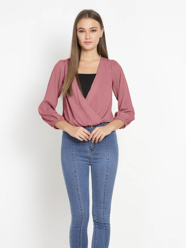 Quilver Overlap Shrug Top