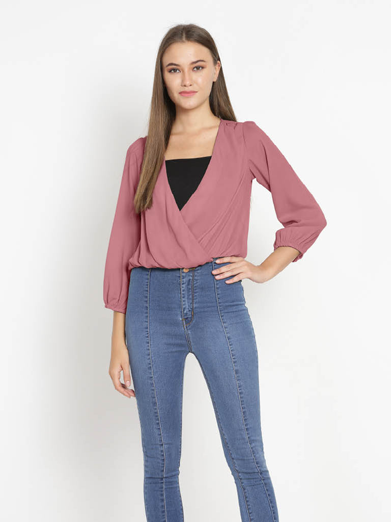 Quilver Overlap Shrug Top