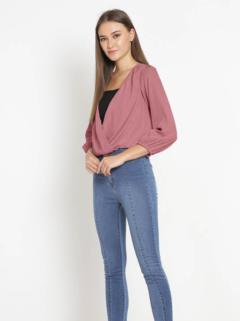 Quilver Overlap Shrug Top