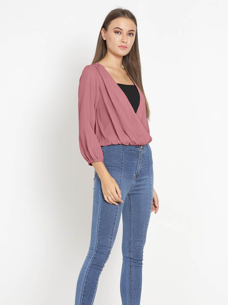 Quilver Overlap Shrug Top