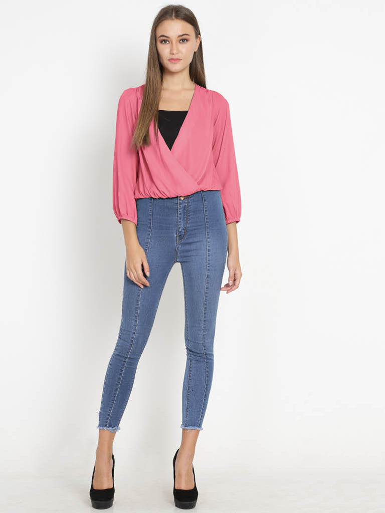 Quilver Overlap Shrug Top