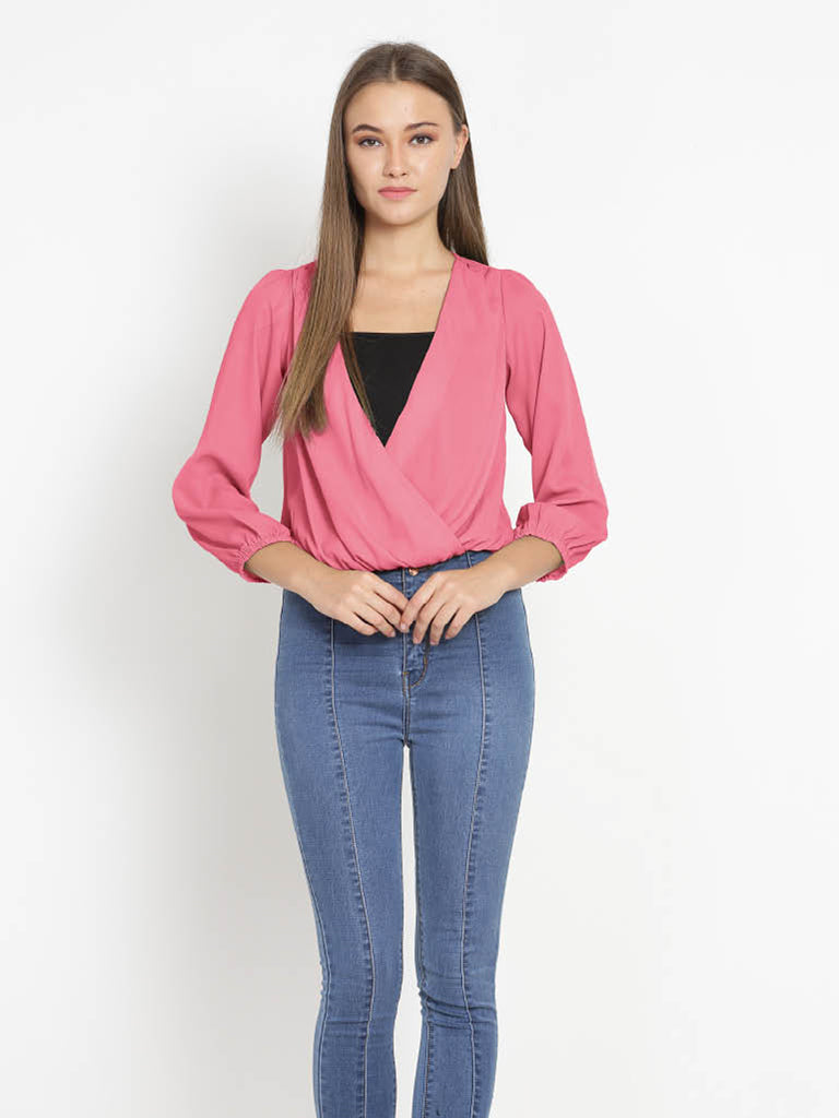 Quilver Overlap Shrug Top