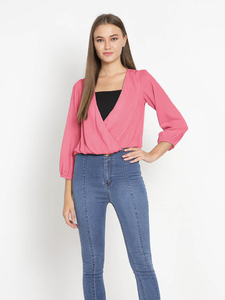 Quilver Overlap Shrug Top