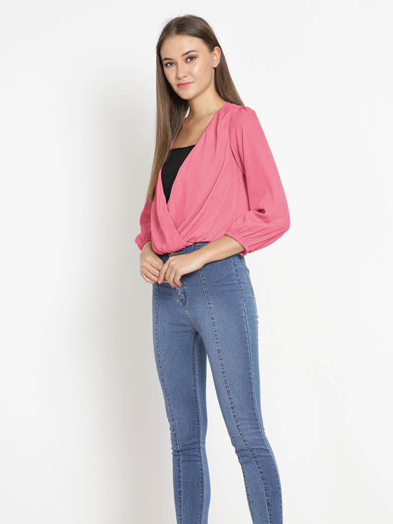 Quilver Overlap Shrug Top