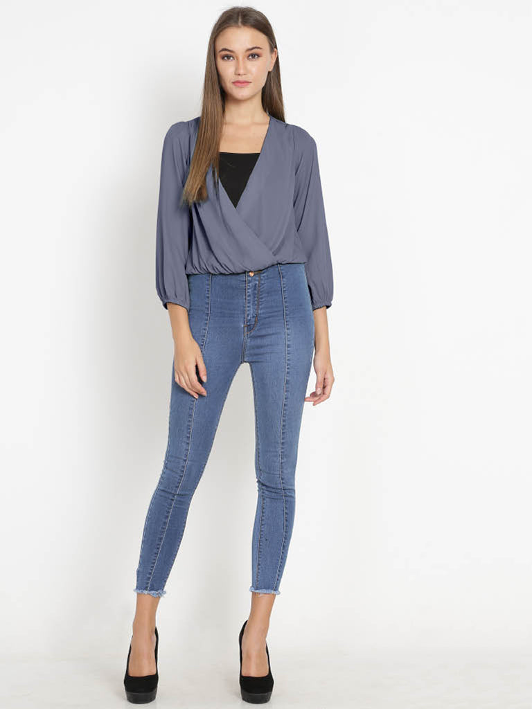 Quilver Overlap Shrug Top