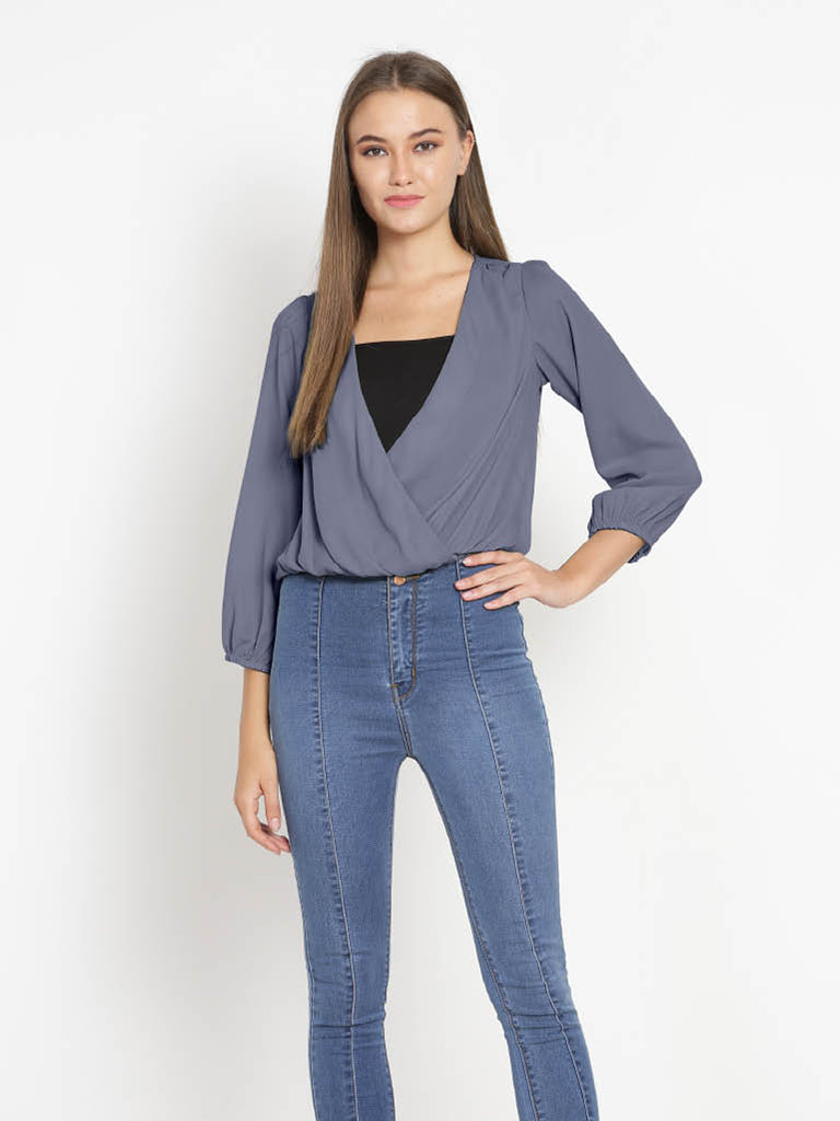 Quilver Overlap Shrug Top