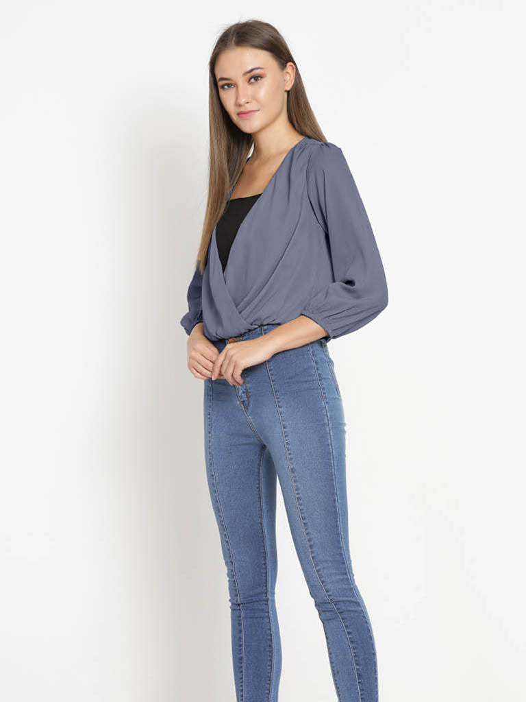 Quilver Overlap Shrug Top