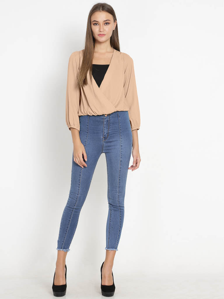 Quilver Overlap Shrug Top