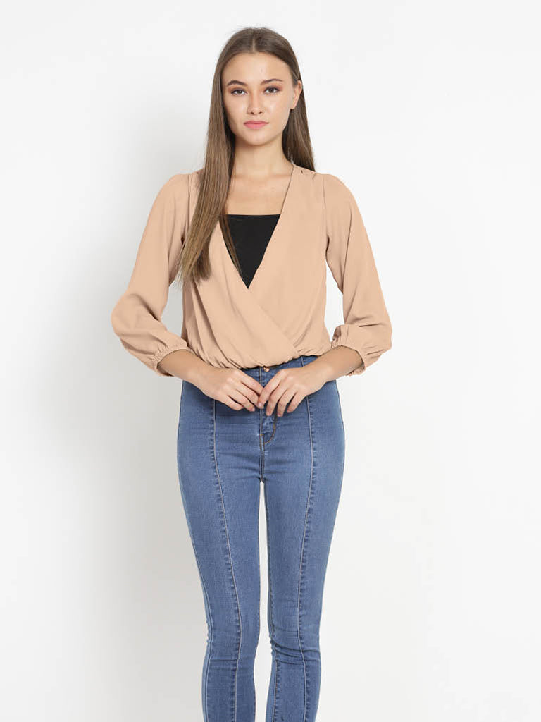 Quilver Overlap Shrug Top