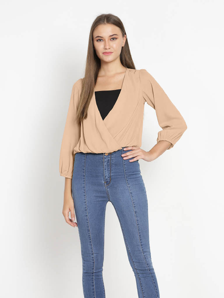 Quilver Overlap Shrug Top