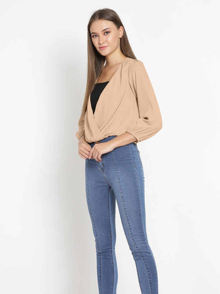 Quilver Overlap Shrug Top