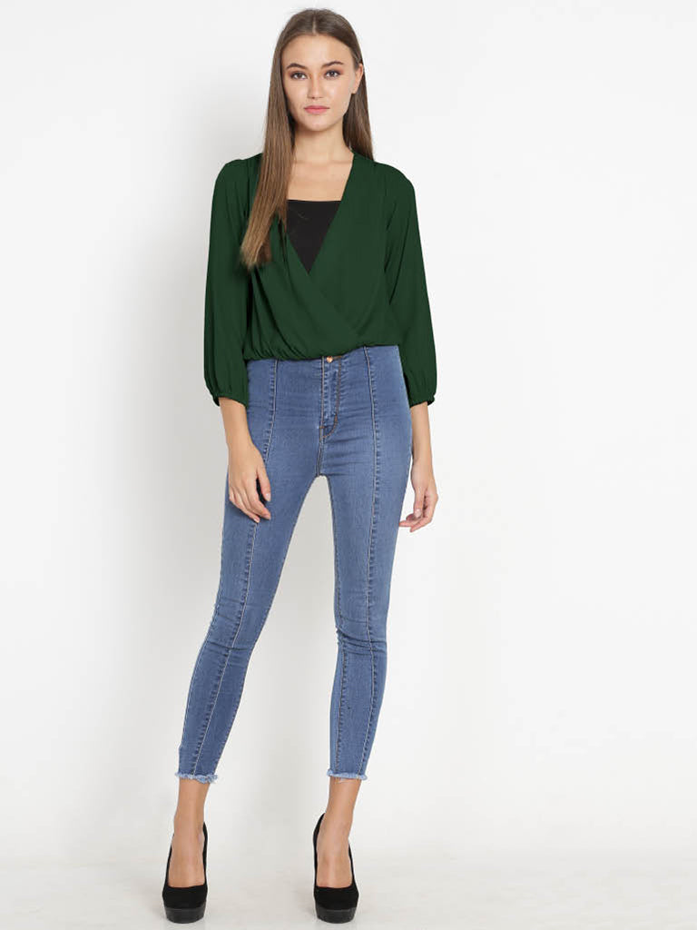 Quilver Overlap Shrug Top