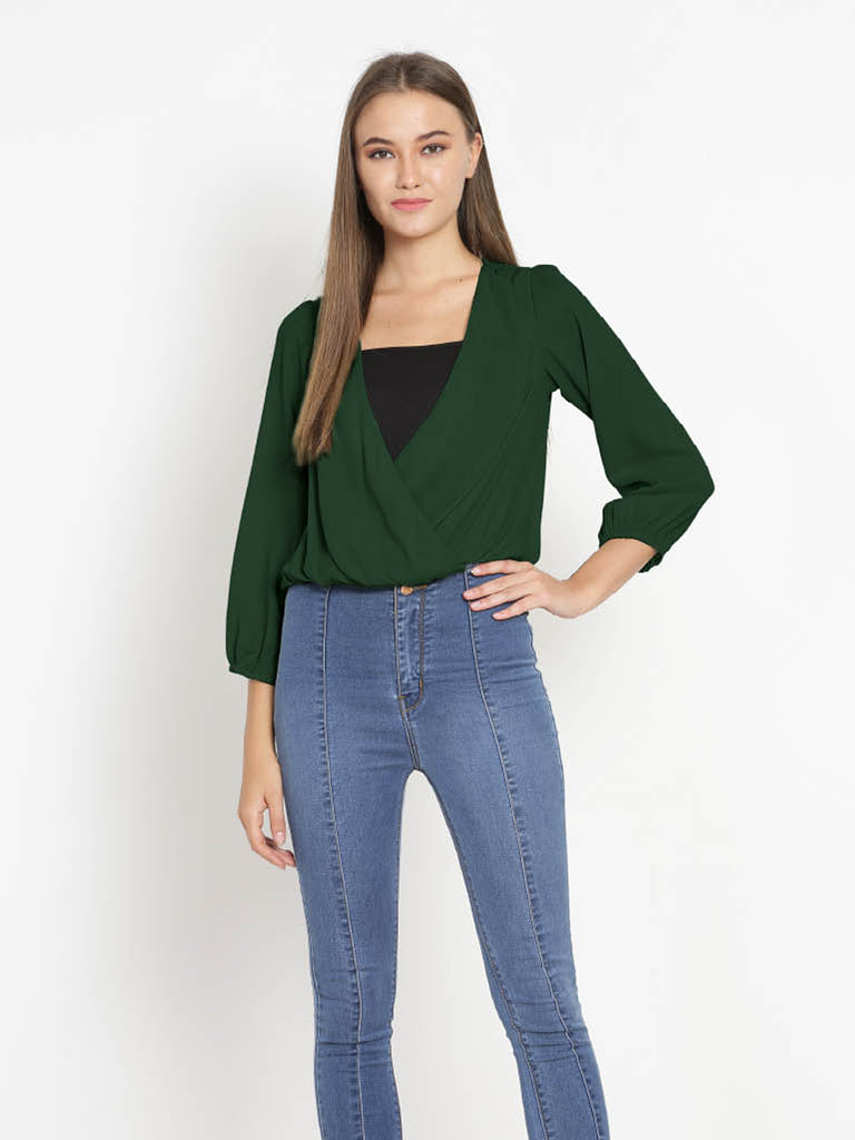 Quilver Overlap Shrug Top