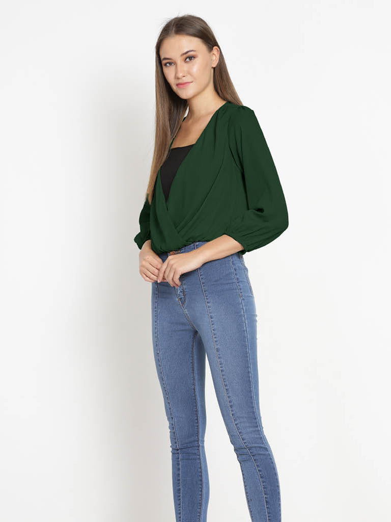 Quilver Overlap Shrug Top