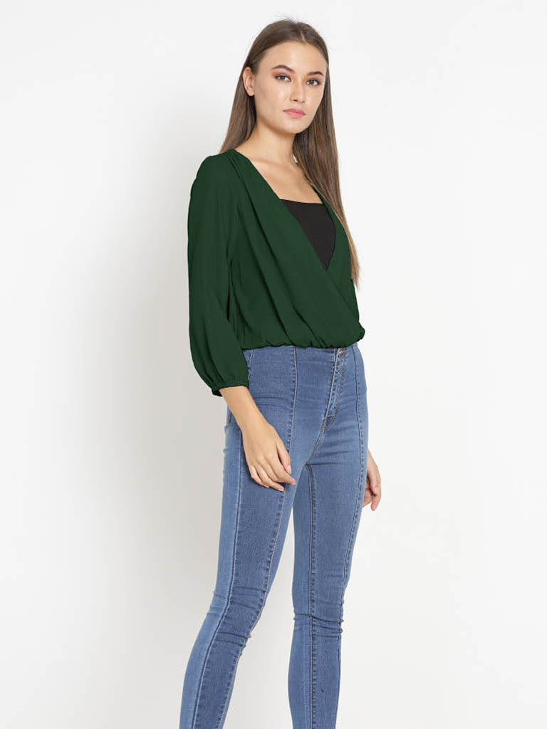 Quilver Overlap Shrug Top