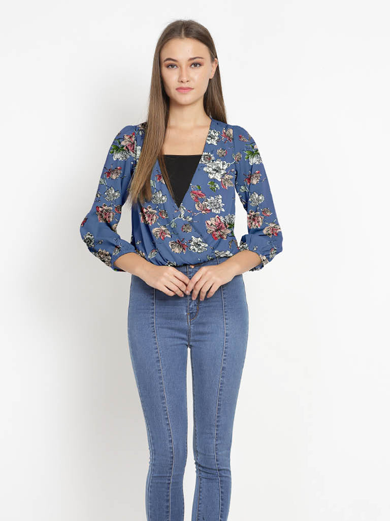 Quilver Overlap Shrug Top