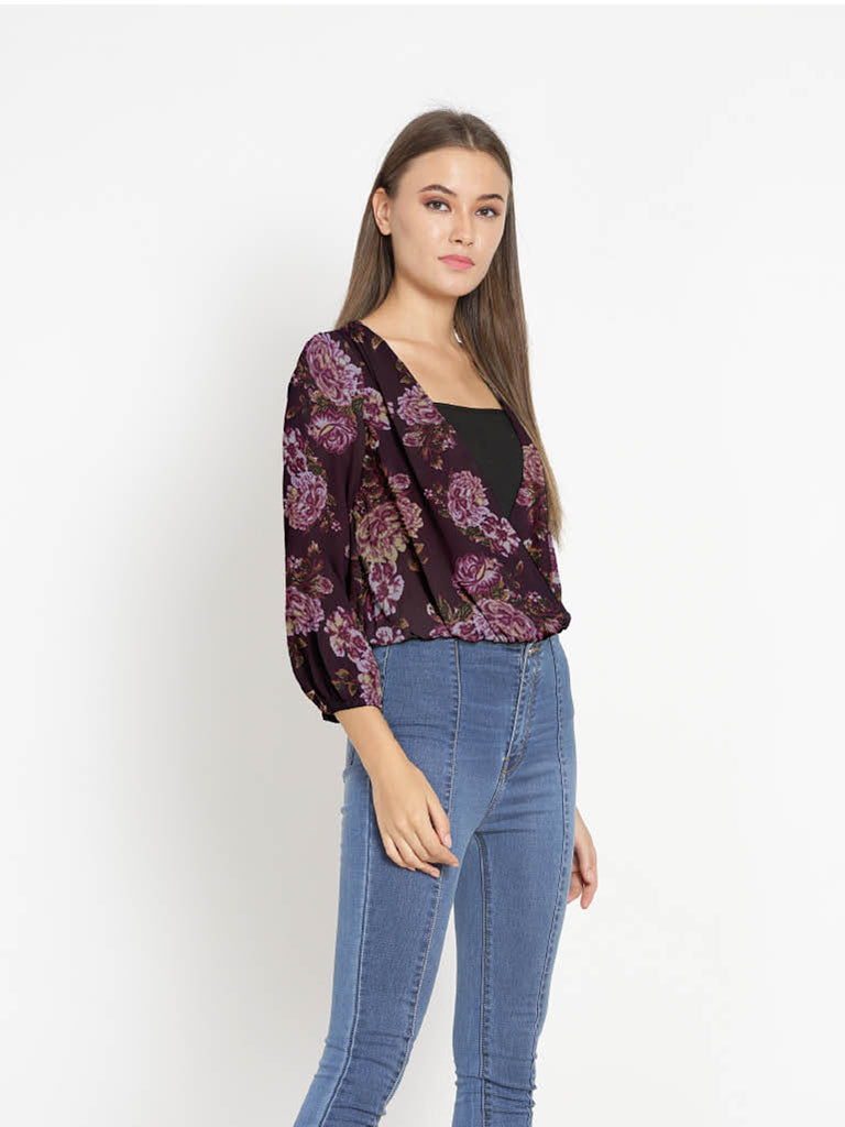 Quilver Overlap Shrug Top