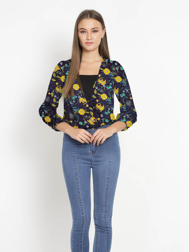 Quilver Overlap Shrug Top