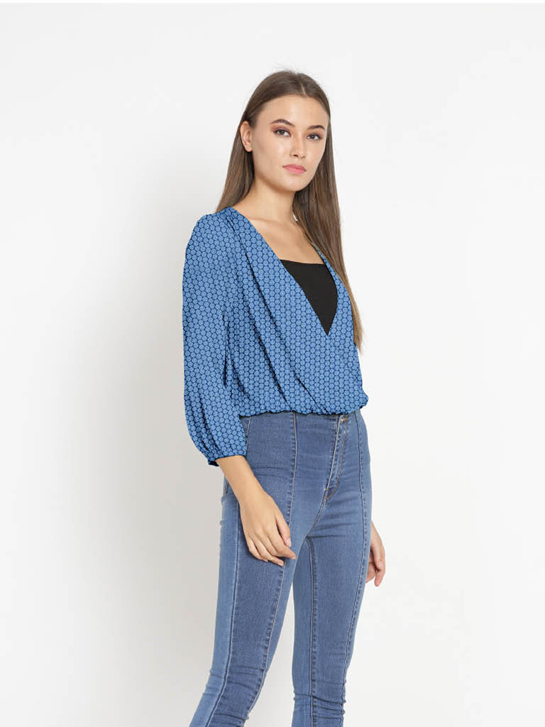 Quilver Overlap Shrug Top