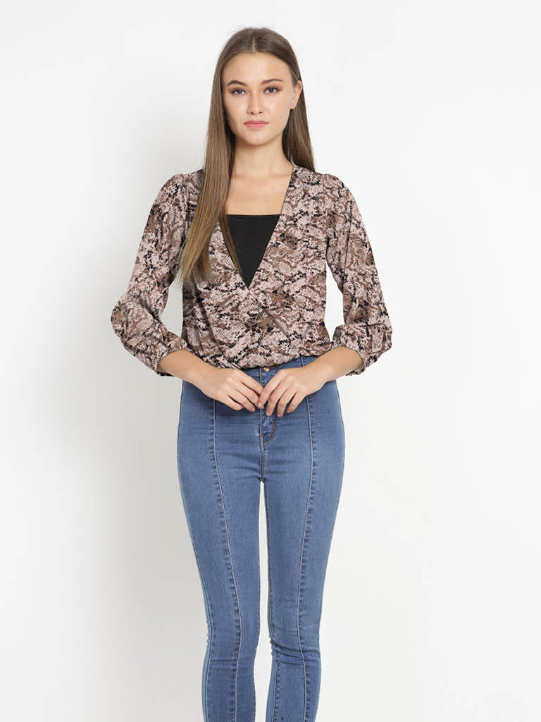 Quilver Overlap Shrug Top