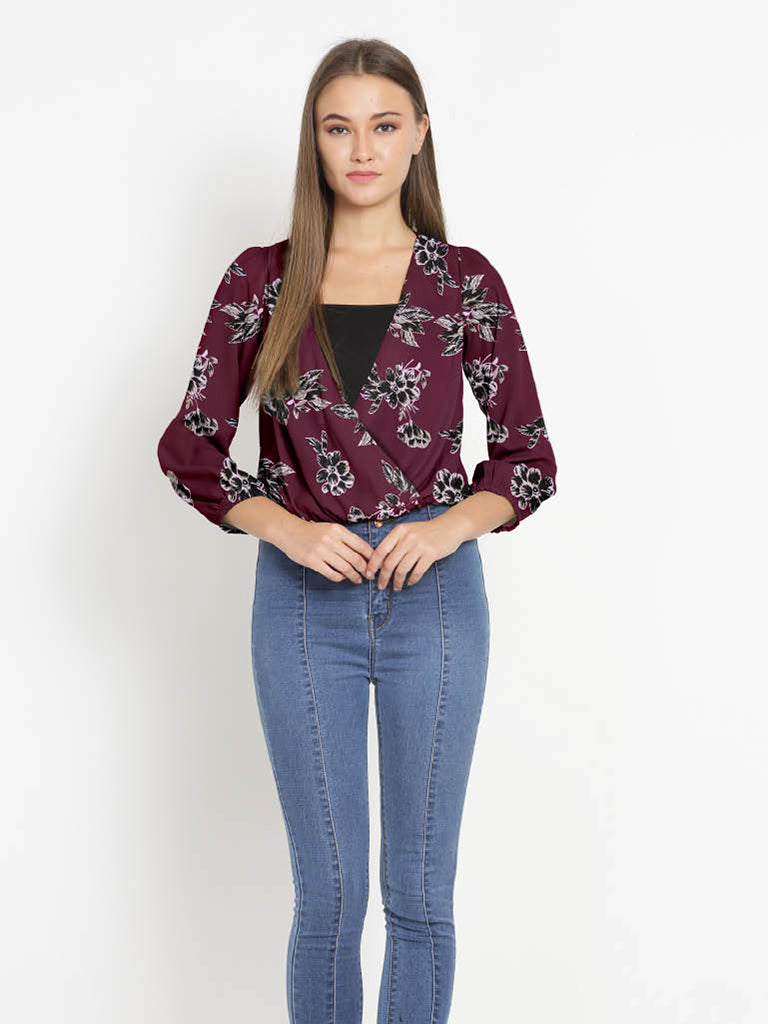 Quilver Overlap Shrug Top