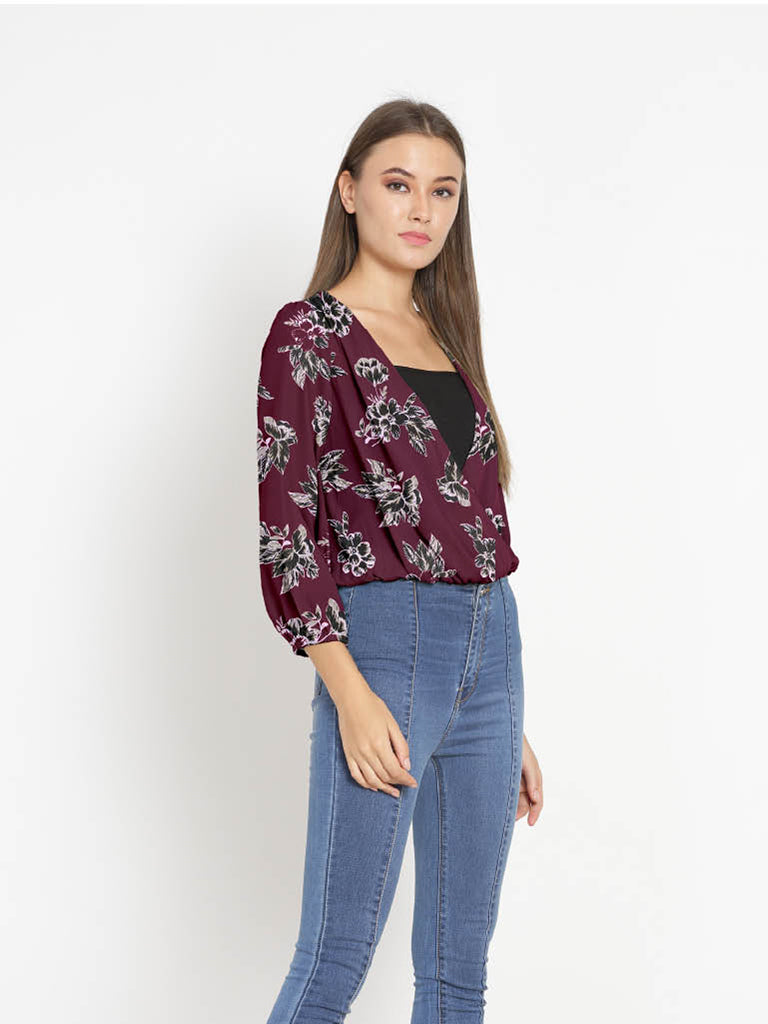 Quilver Overlap Shrug Top