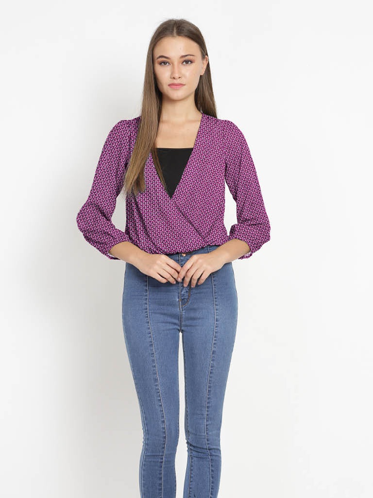 Quilver Overlap Shrug Top