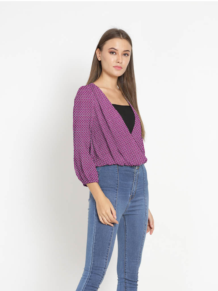 Quilver Overlap Shrug Top