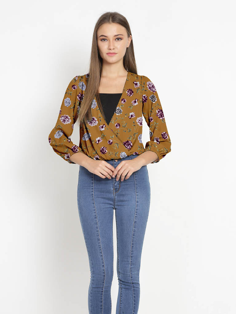 Quilver Overlap Shrug Top