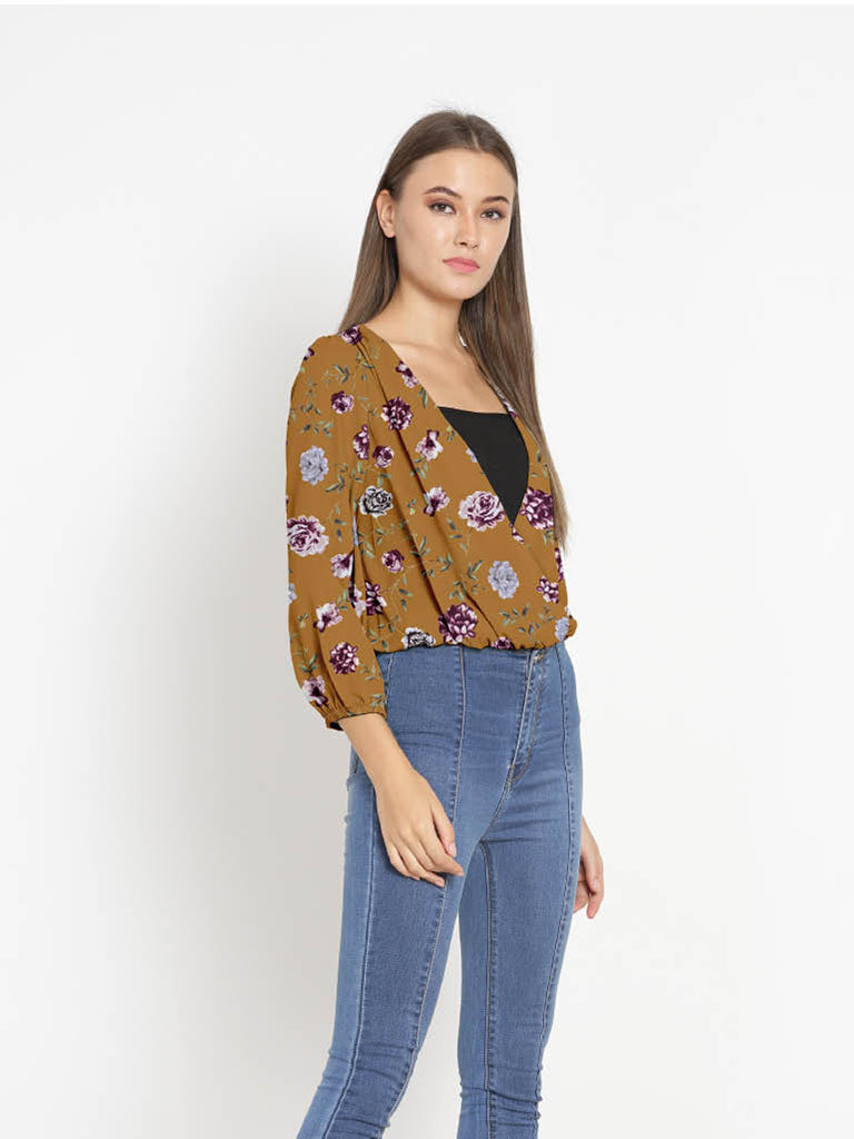 Quilver Overlap Shrug Top