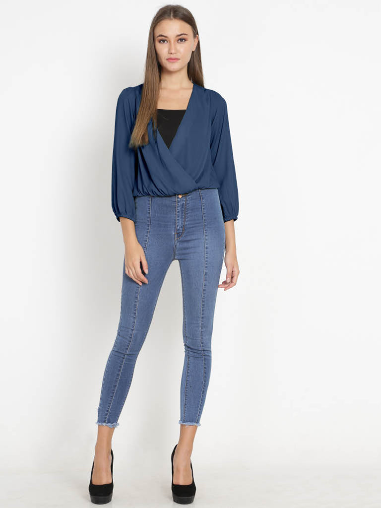 Quilver Overlap Shrug Top