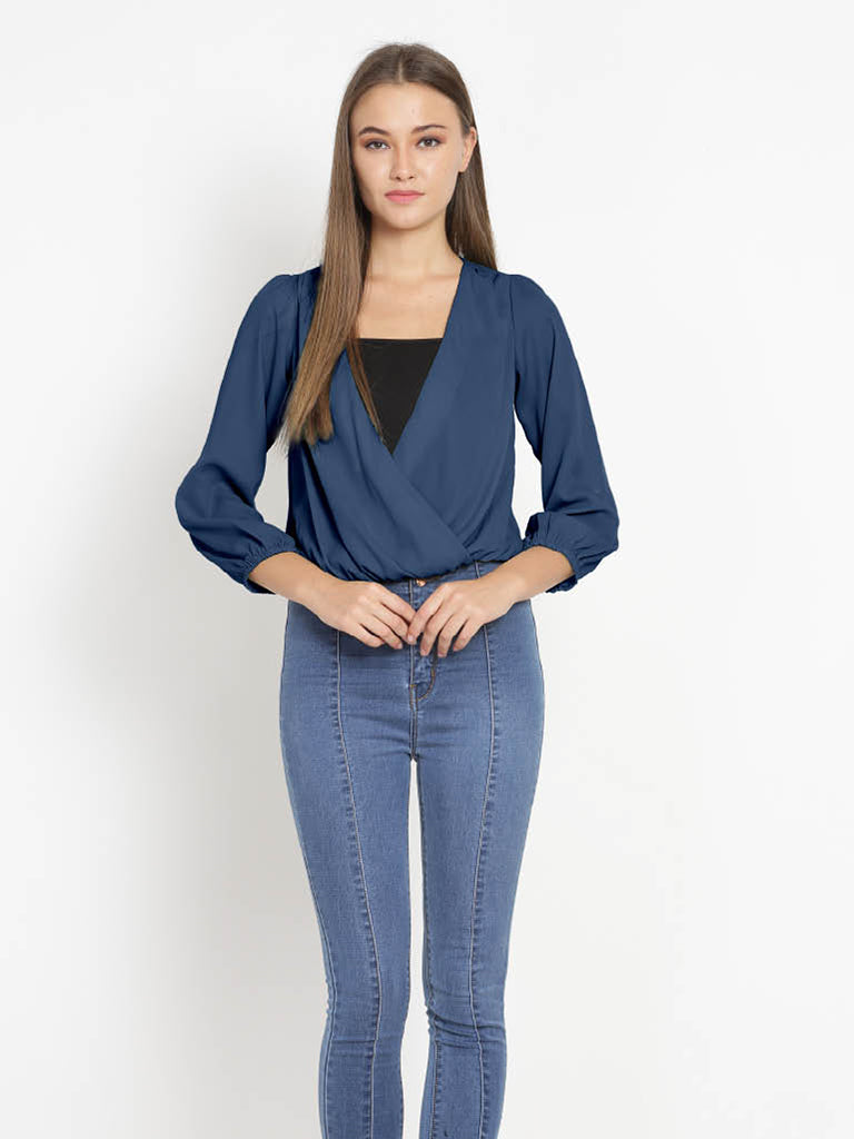 Quilver Overlap Shrug Top