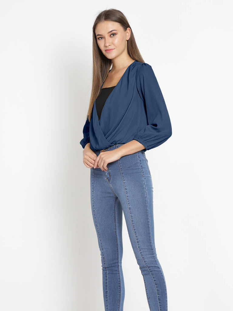 Quilver Overlap Shrug Top