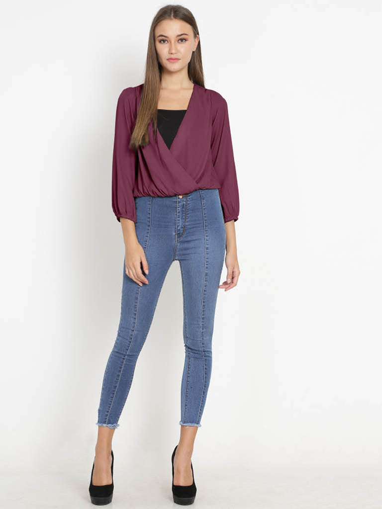 Quilver Overlap Shrug Top