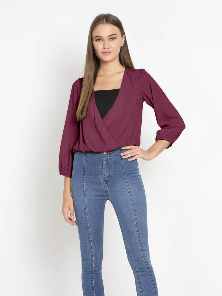 Quilver Overlap Shrug Top